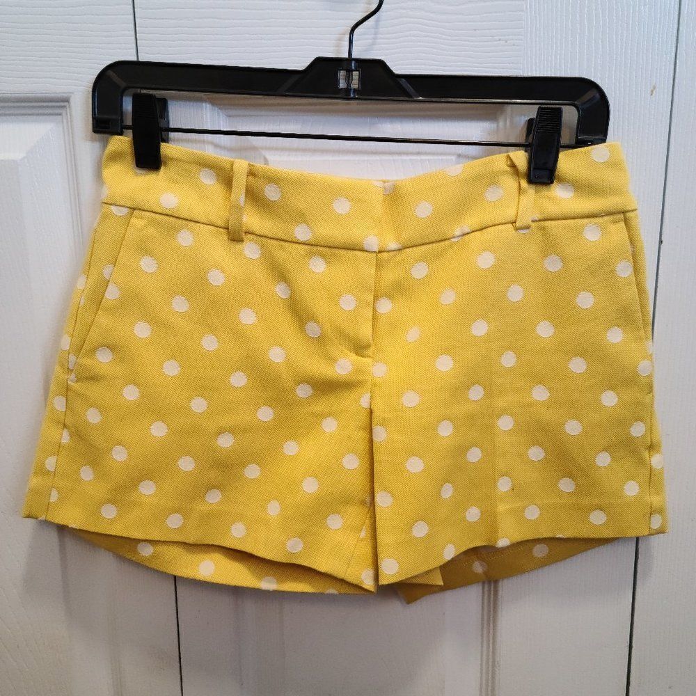 Ann Taylor Yellow White Poka Dots Shorts